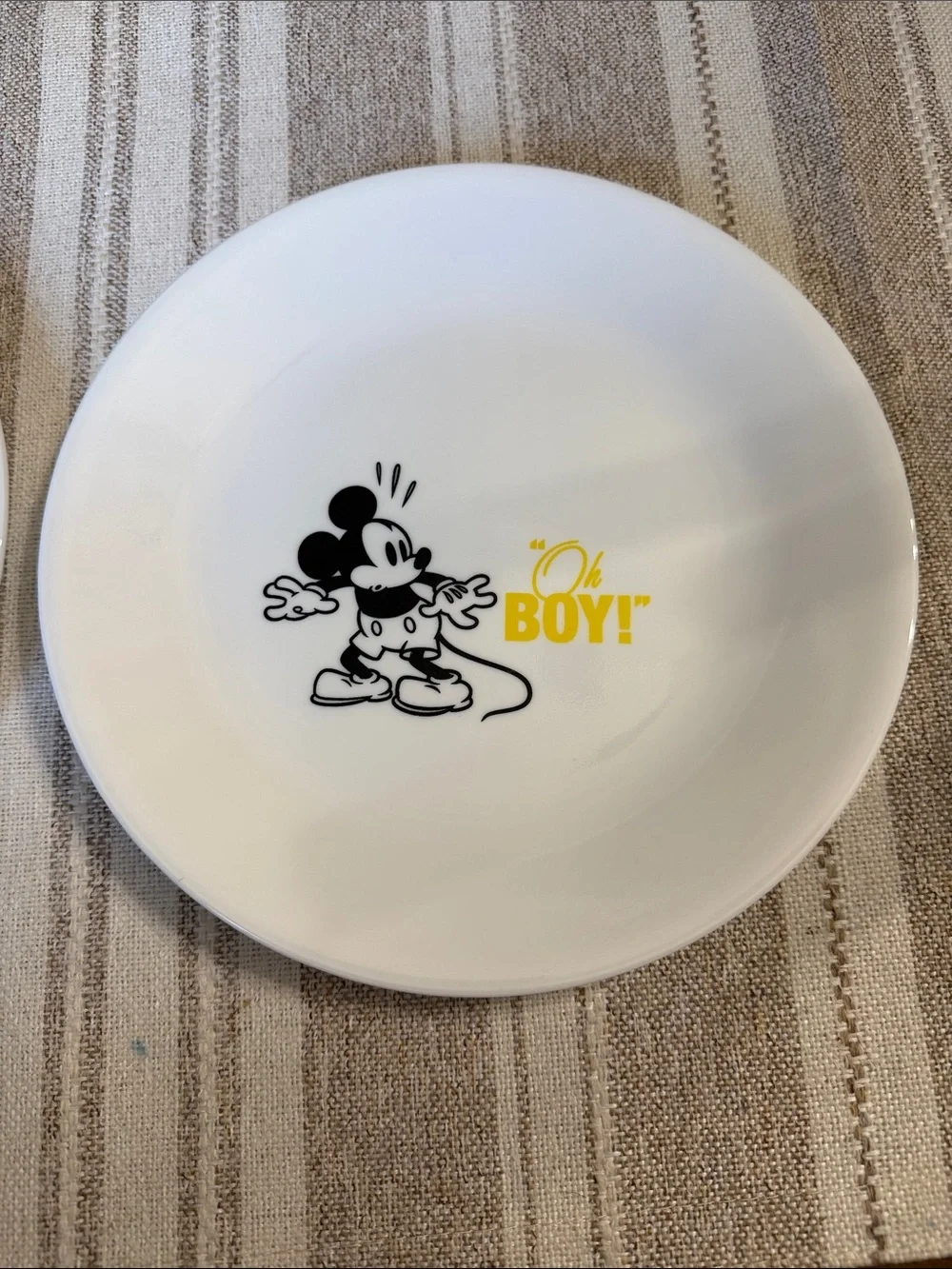 Disney Mickey Mouse White Ceramic Dessert Plates - Set of 2